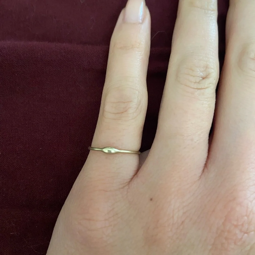 14k Green Gold Stacking Ring - Simple Rain Dot - Picture 2 of 4